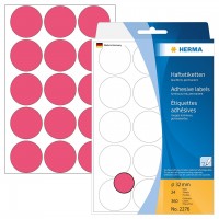 Herma 顏色標籤 Colour Label (Round Shape) #2276 (32mm) – Fluorescent Red