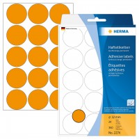 Herma 顏色標籤 Colour Label (Round Shape) #2274 (32mm) – Fluorescent Orange